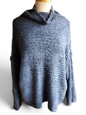 Aerie Blue Cowl-Neck Knit Sweater